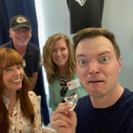 Posing with authors and paranormal investigators Amy Bruni and Adam Berry during a 2022 Strange Escapes event at the historic Belvoir Winery and Inn in Liberty, Missouri.