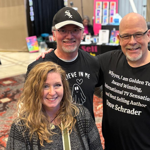 Group photo with Dave Schrader, paranormal investigator from The Holzer Files and host of The Paranormal 60 Podcast, at the 2025 Missouri Paracon.