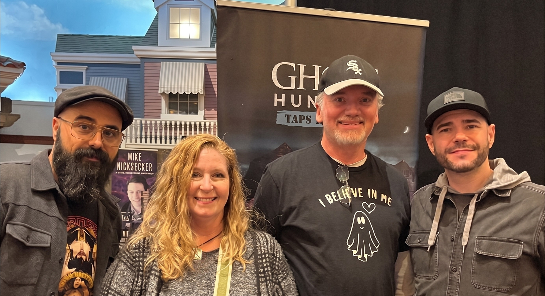 Standing between paranormal investigators Dave Tango on the left and Steve Gonsalves on the right, both from Ghost Hunters and Ghost Nation, at the 2025 Missouri Paracon.